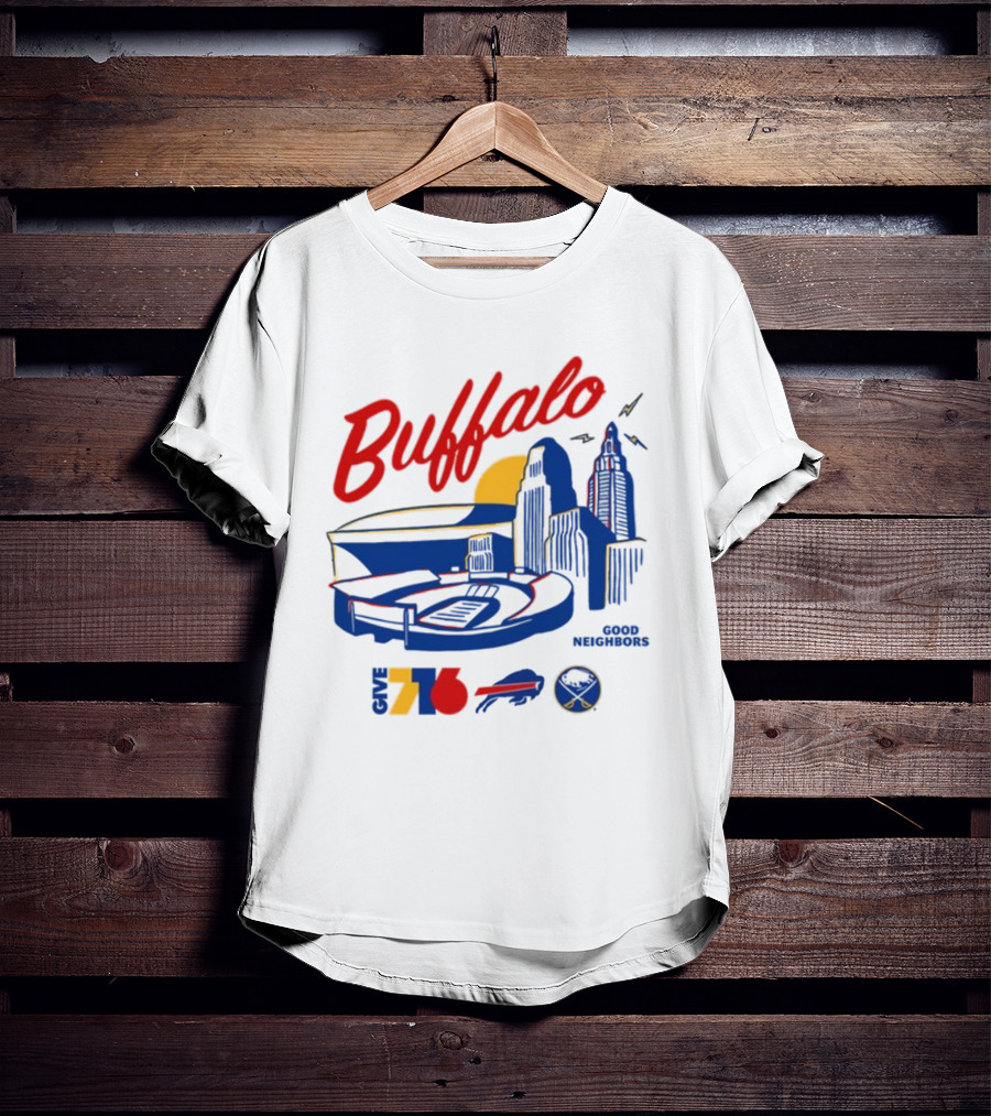 Buffalo Good Neighbors Skyline Give 716 Sabres Bills Elements T-Shirt