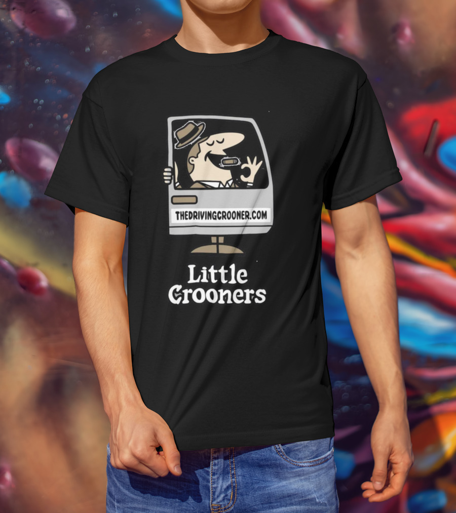 Little Crooners Thedrivingcrooner.com Microphone Character T-Shirt