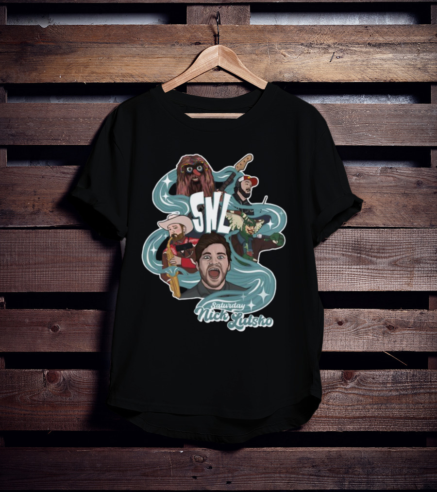 Nick Lutsko SNL Saturday Characters With Guitar And Microphone T-Shirt