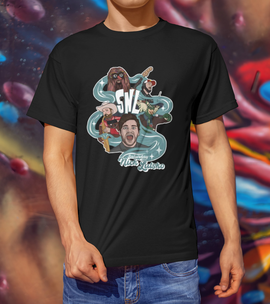 Nick Lutsko SNL Saturday Characters With Guitar And Microphone T-Shirt
