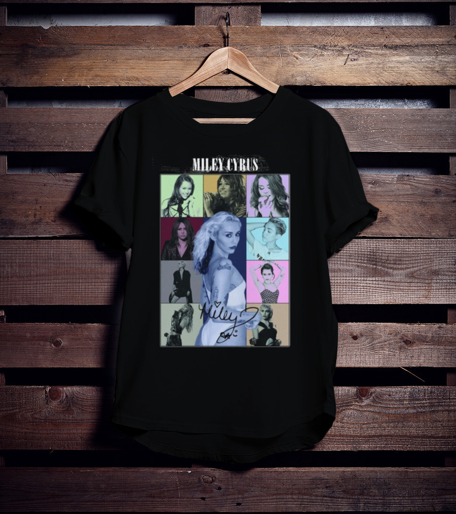 Miley Cyrus Collage With Autograph And Eras Tour T-Shirt