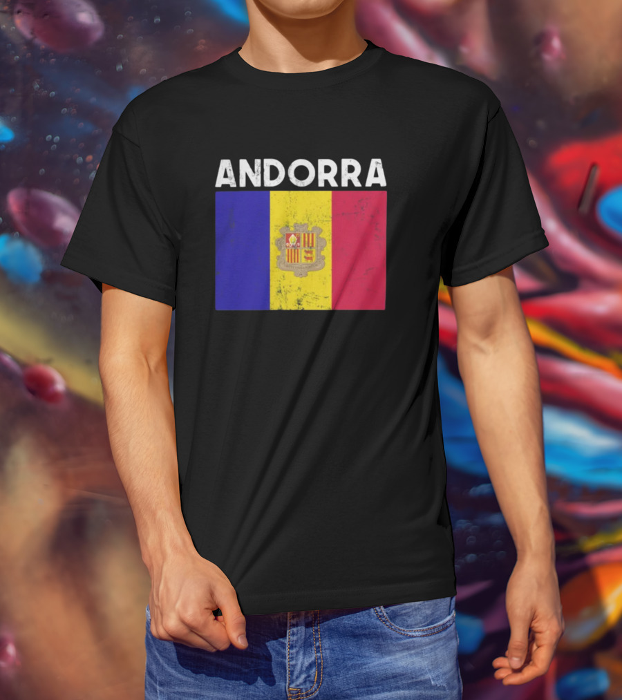 ANDORRA Flag Andorra4032 Iconic Symbol Emblem T-Shirt