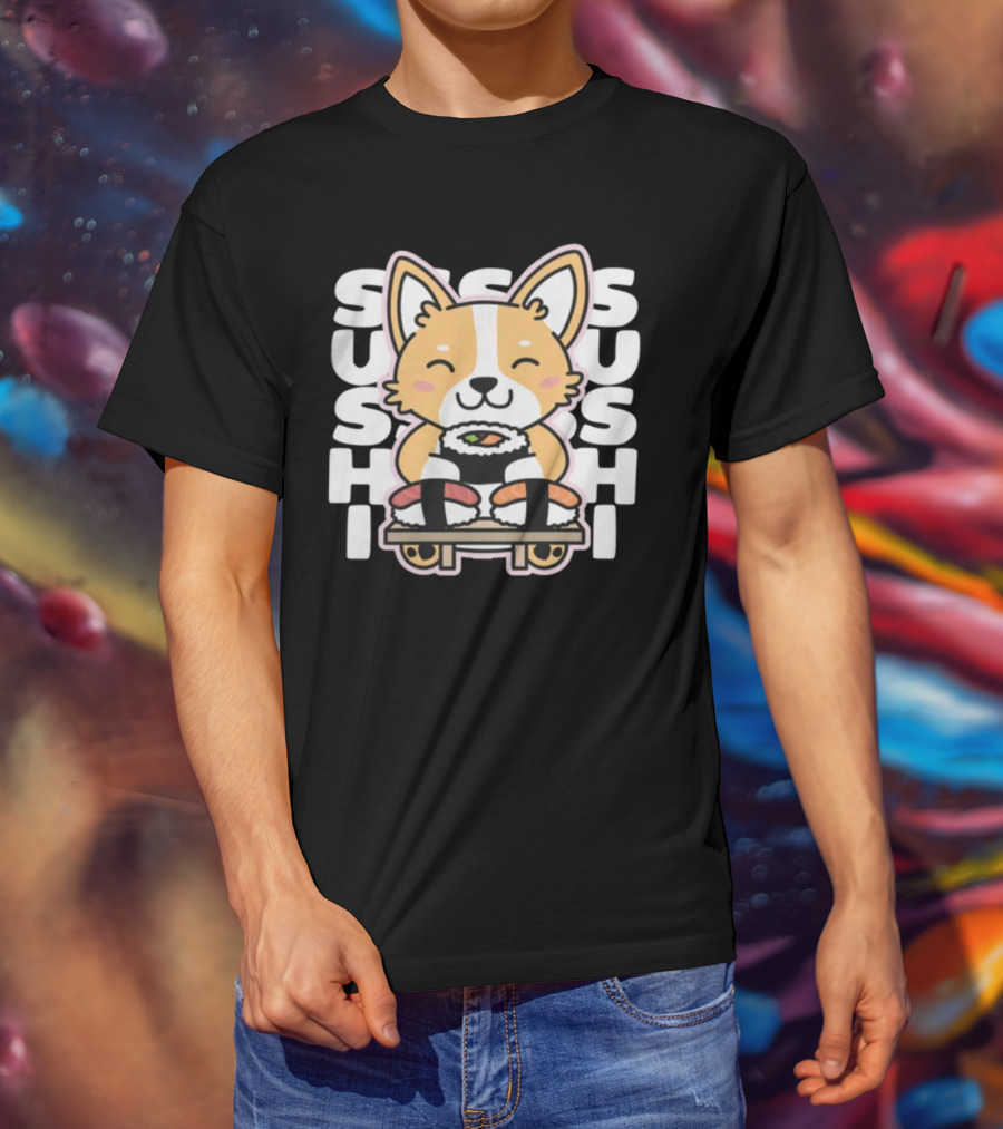 Kawaii Sushi Corgi Cute Anime Dog Japanese Sushi T-Shirt