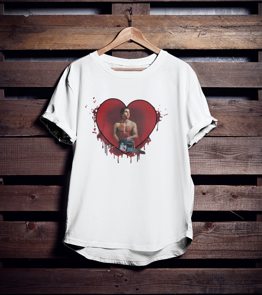 Christian Bale American Psycho Chainsaw Heart T-Shirt