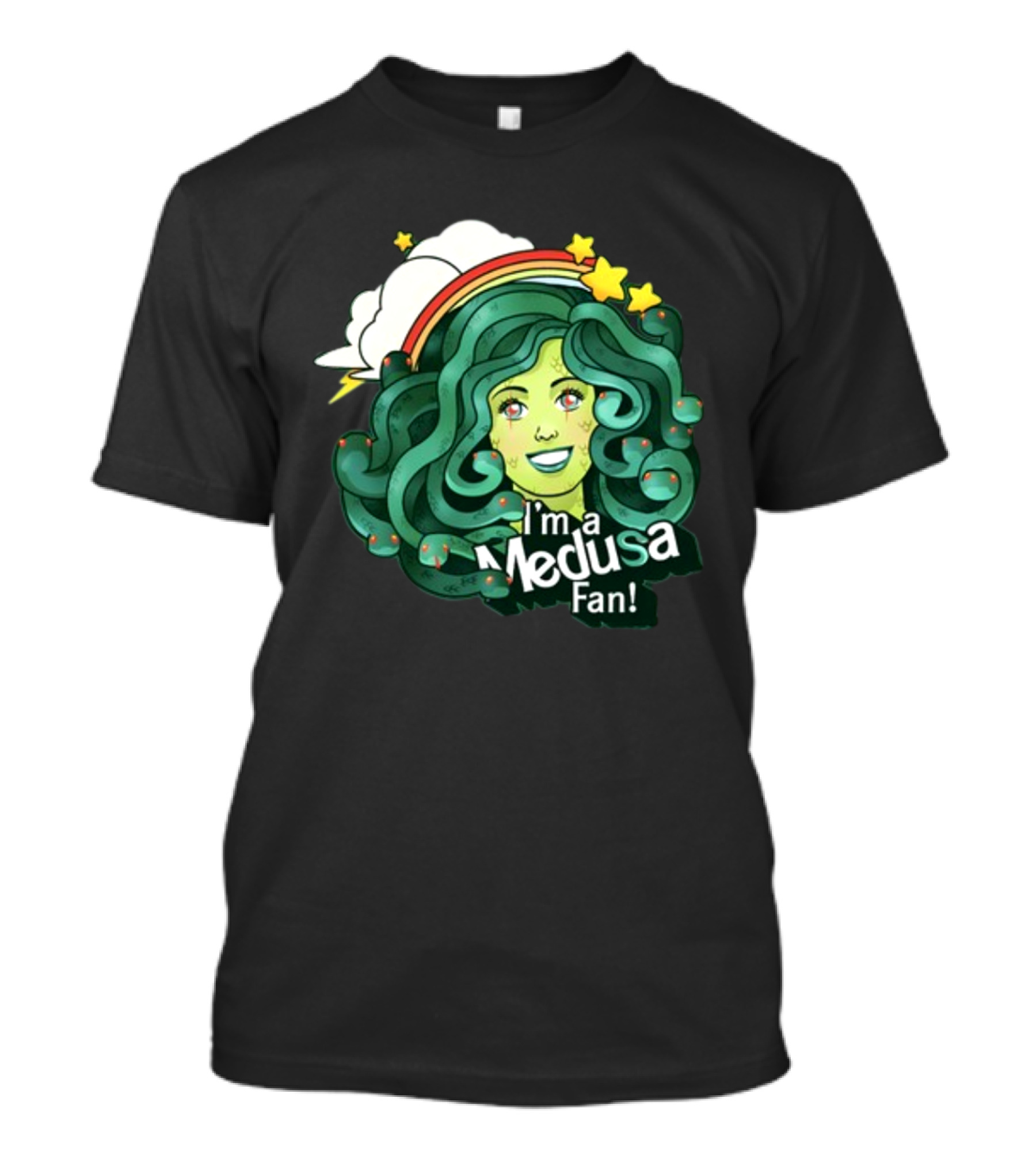 Harebraineddesign I'm A Medusa Fan Rainbow Clouds Stars T-Shirt