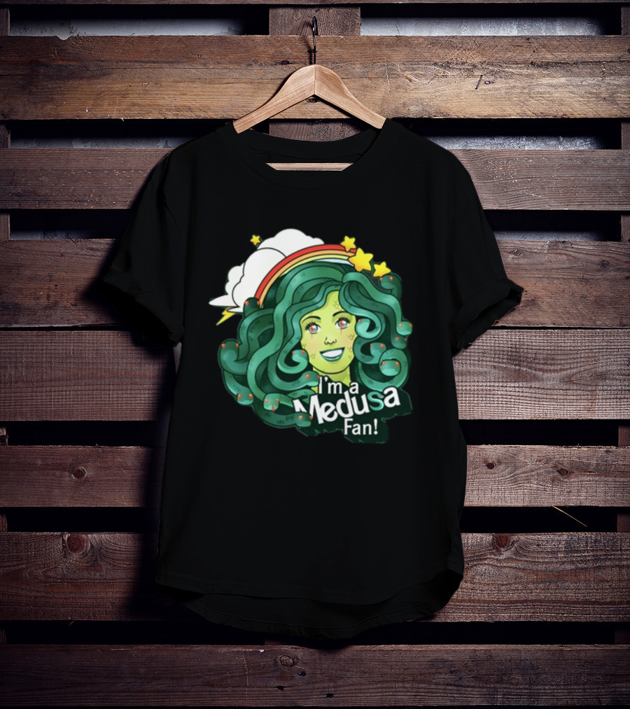 Harebraineddesign I'm A Medusa Fan Rainbow Clouds Stars T-Shirt