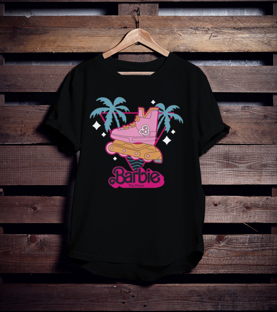 Barbie The Movie Tropical Rollerblade Palm Trees T-Shirt