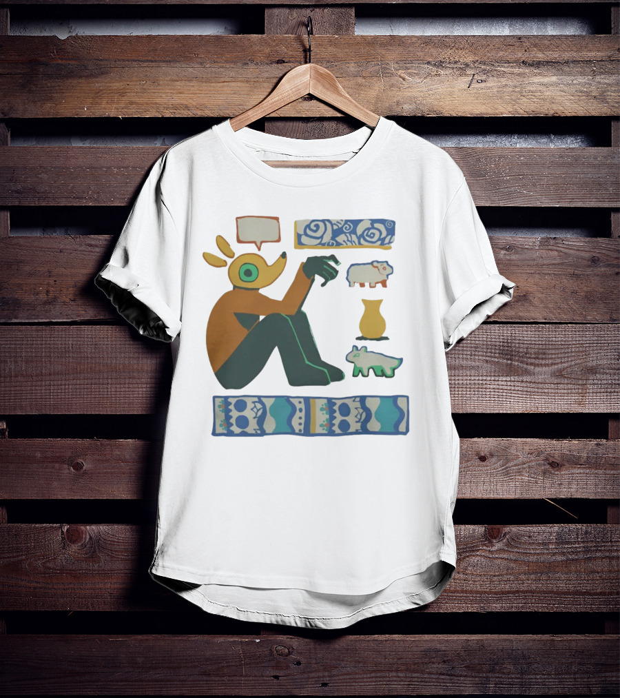 Trickleyt Homunculus Deer Character With Floral And Sheep T-Shirt