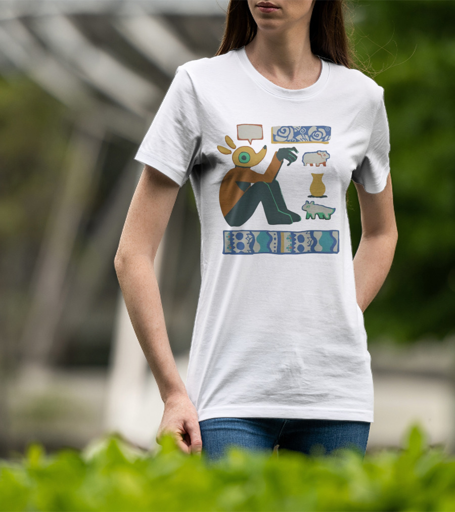 Trickleyt Homunculus Deer Character With Floral And Sheep T-Shirt
