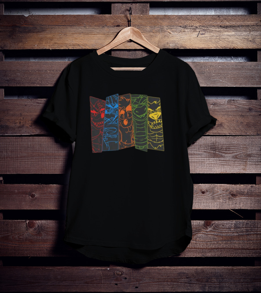 Vanscraps Wolf Vandroiy Multicolor Panel Characters T-Shirt
