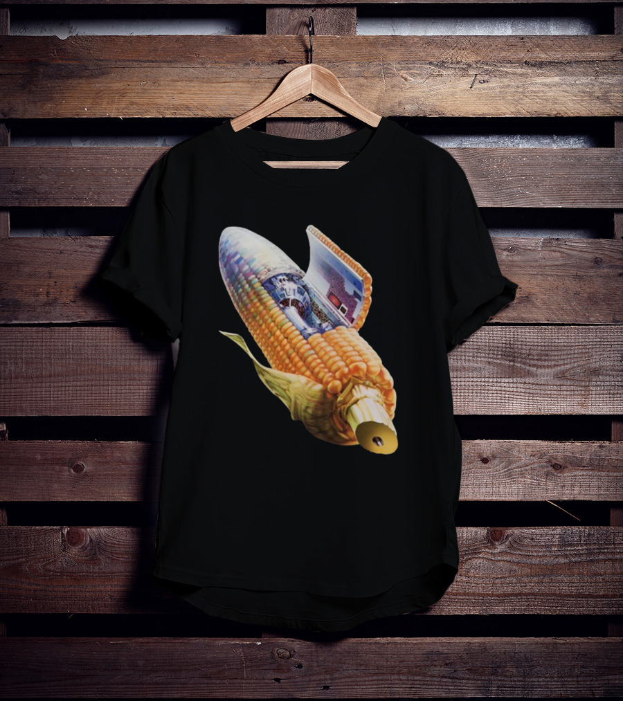 70s Sci-Fi Corn Grass Spacecraft Hybrid T-Shirt