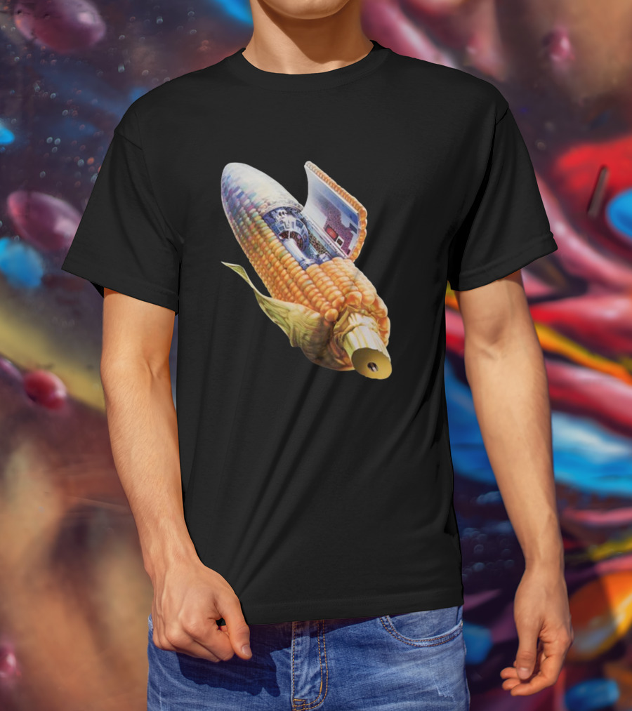 70s Sci-Fi Corn Grass Spacecraft Hybrid T-Shirt