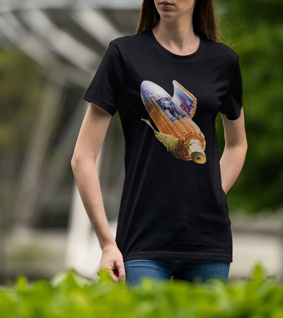 70s Sci-Fi Corn Grass Spacecraft Hybrid T-Shirt