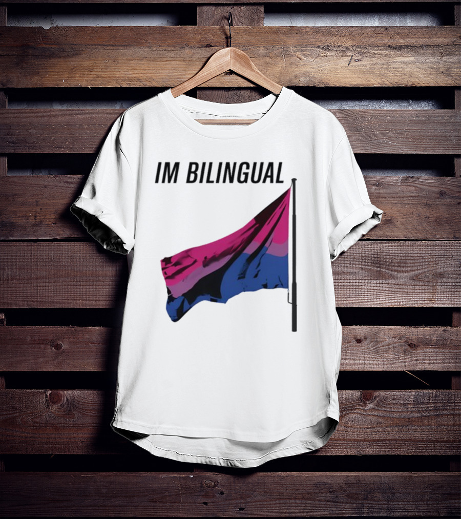 IM Bilingual Flag With Pink Purple And Blue Stripes T-Shirt