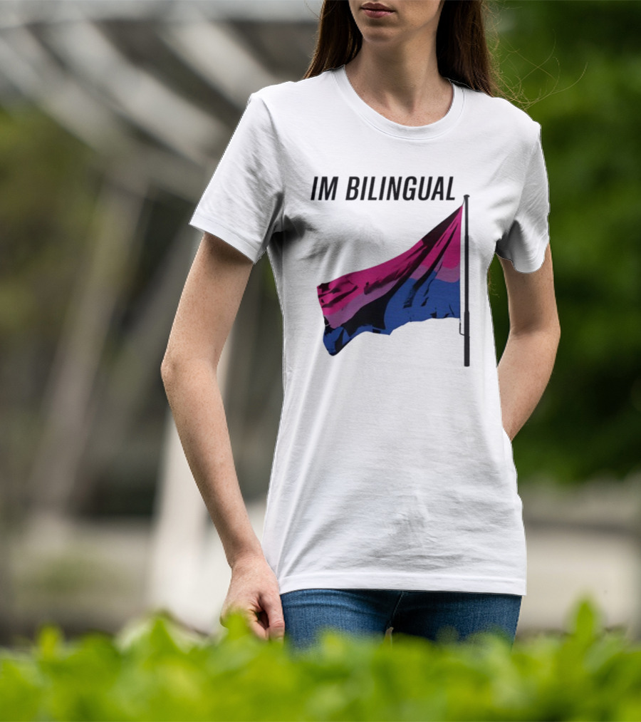 IM Bilingual Flag With Pink Purple And Blue Stripes T-Shirt