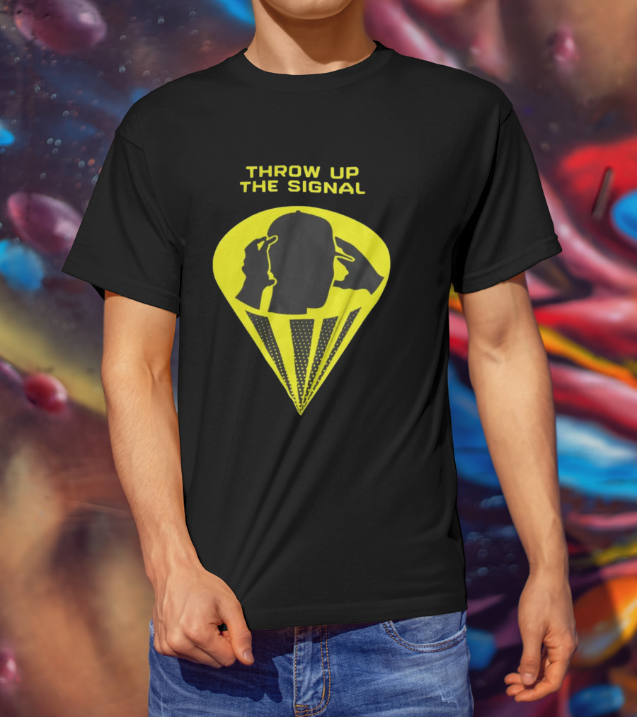 Trainboy100 Throw Up The Signal Iconic Head Silhouette With Light Beams T-Shirt