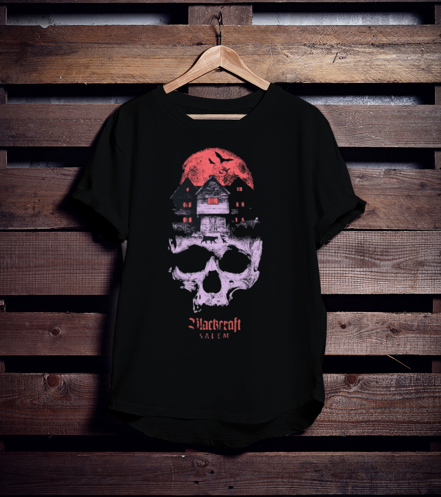 Blackcraft Salem Witch House Skull Moon Ravens T-Shirt