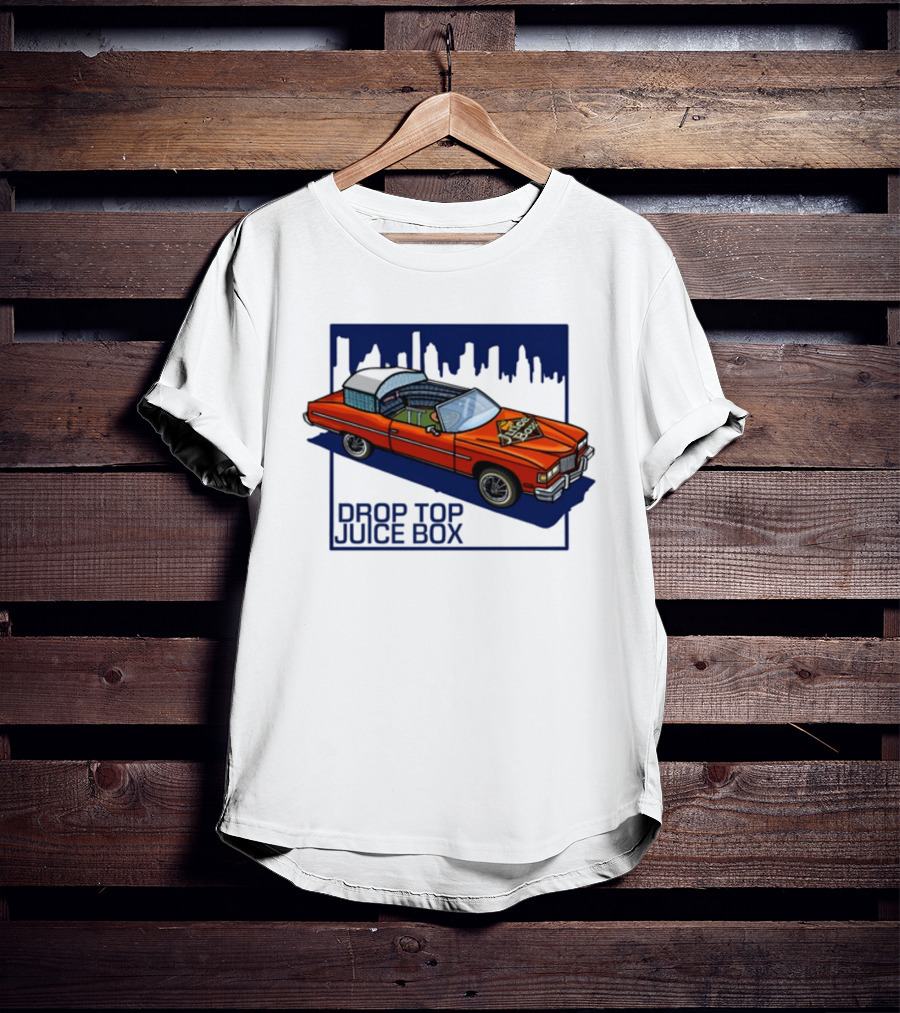 Droptop Juicebox Convertible With City Skyline In Background T-Shirt