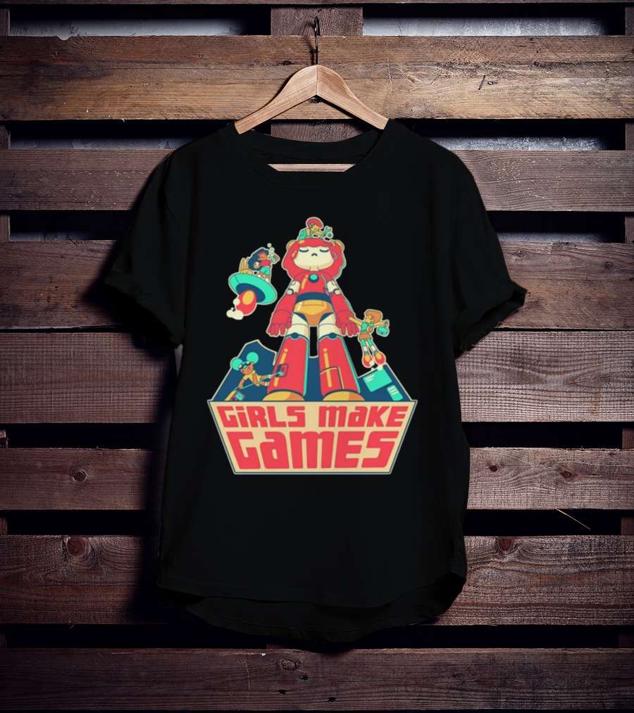 Castpixel Girls Make Games Robot Adventure Scene T-Shirt