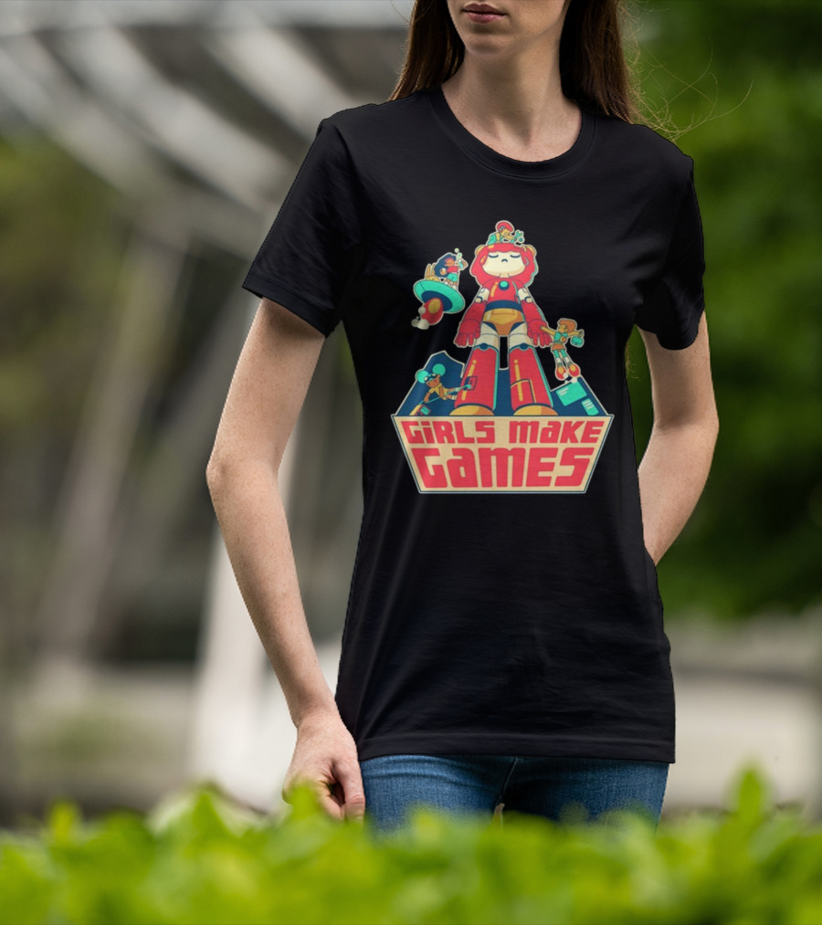 Castpixel Girls Make Games Robot Adventure Scene T-Shirt