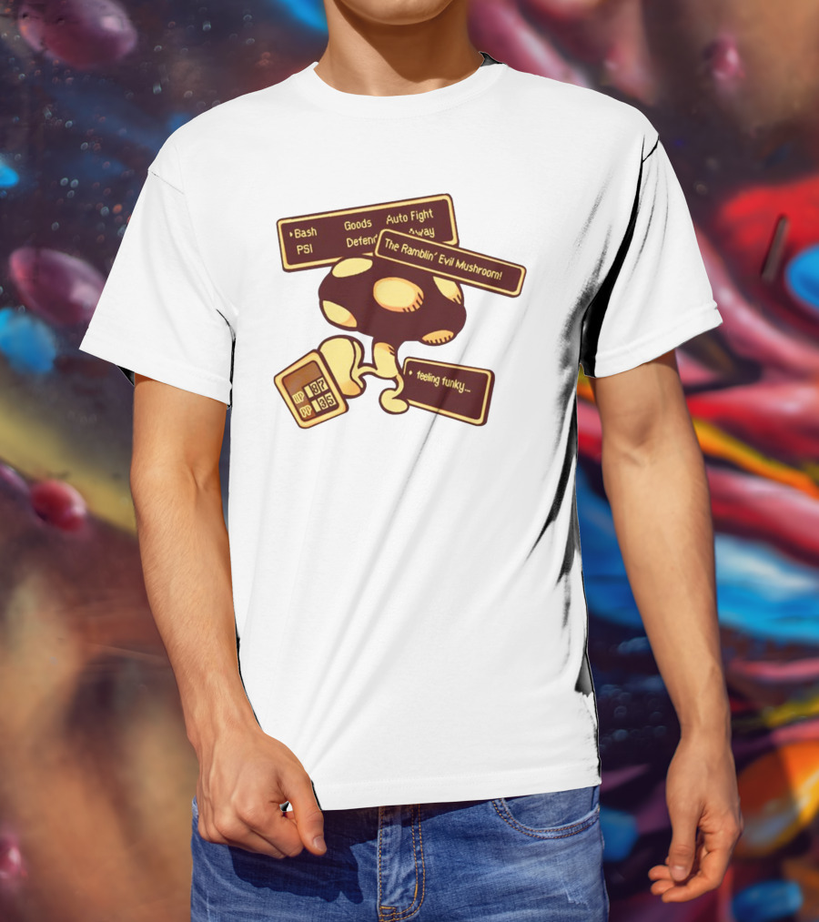 HP 187 PP 135 PSI Bash Goods Auto Fight Feeling Funky The Ramblin Evil Mushroom T-Shirt