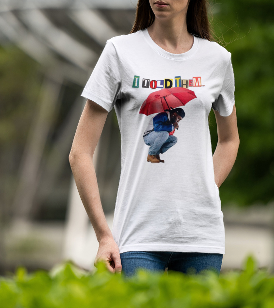 I Told Them Burna Boy Red Umbrella Crouching Pose T-Shirt