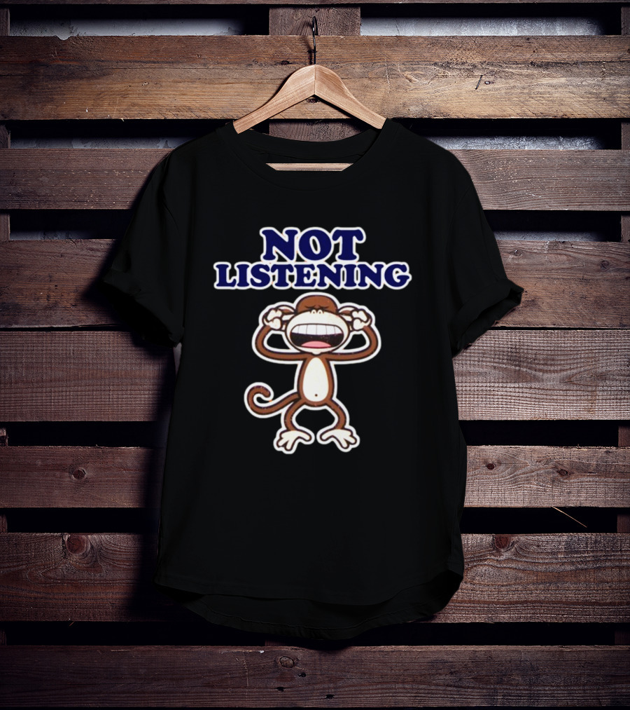 Bobbyjack Not Listening Monkey Covering Ears T-Shirt