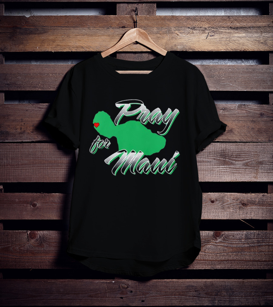 Pray For Maui Green Island Heart T-Shirt