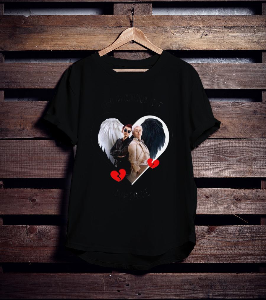 Azirasbraincell Good Omens I'm A Child Of Divorce Heart Wings Broken Heart T-Shirt