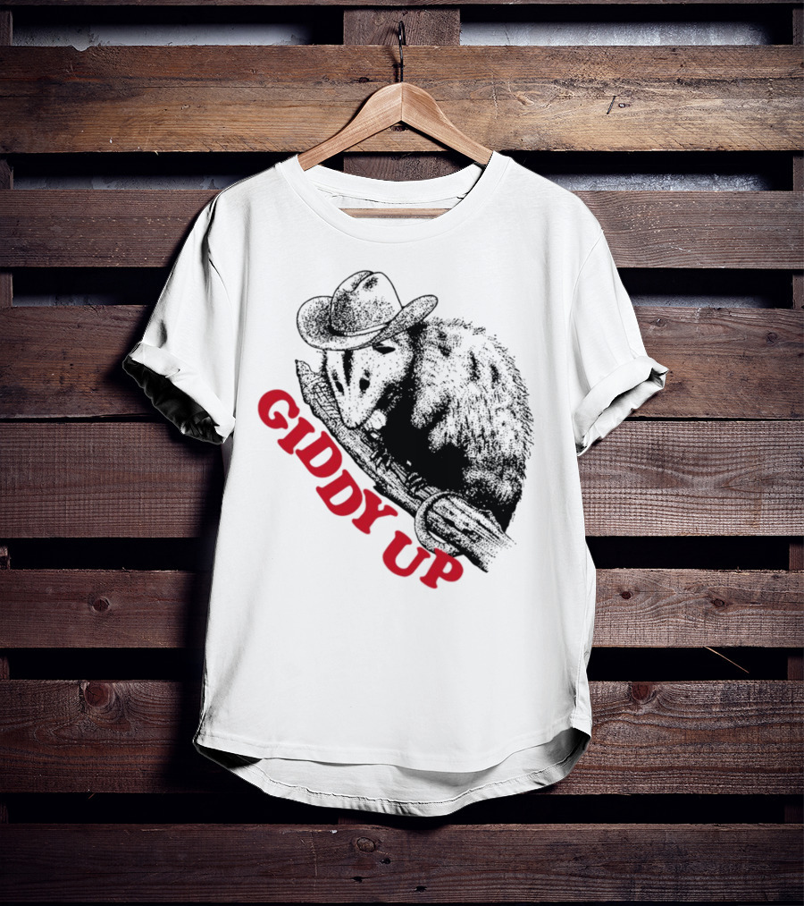Giddy Up Cowboy Hat Opossum On Branch T-Shirt