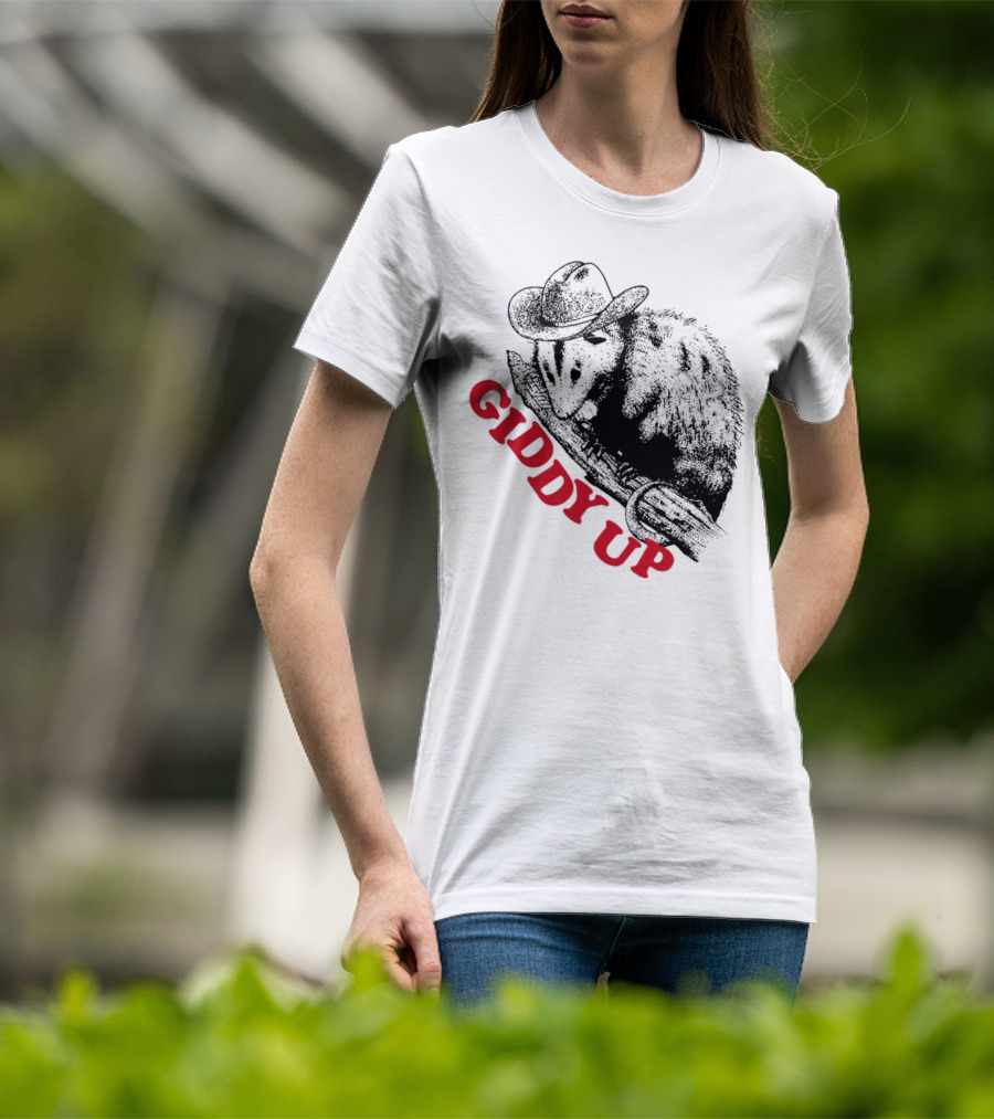 Giddy Up Cowboy Hat Opossum On Branch T-Shirt