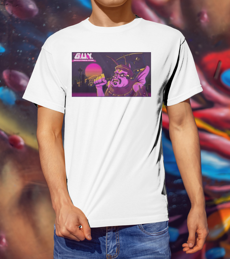 Gundamishere G.U.Y. Generically Upgraded New Retro Sci-Fi Neon T-Shirt