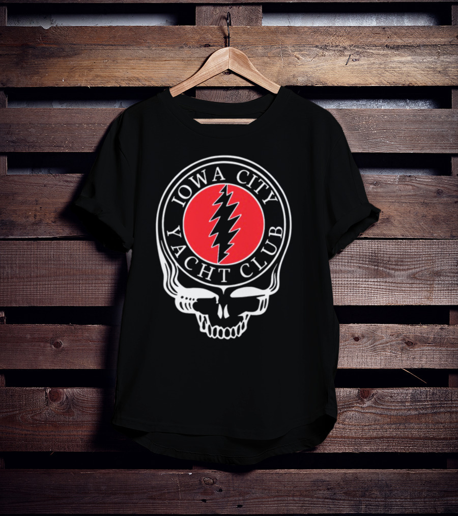 Iowa City Yacht Club Skull Steal Your Face Lightning Bolt T-Shirt
