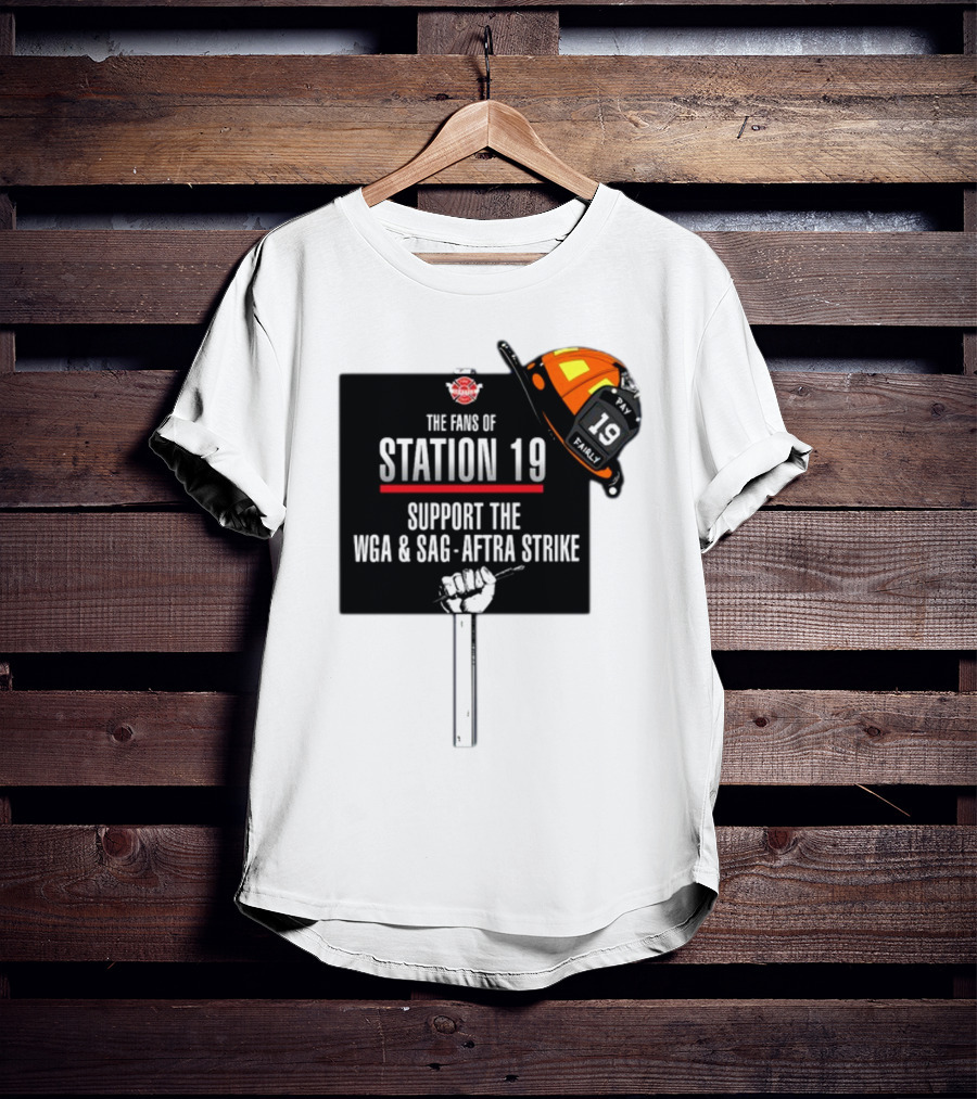 Fans Of Station 19 Support WGA And SAG-AFTRA Strike With Firefighter Helmet T-Shirt