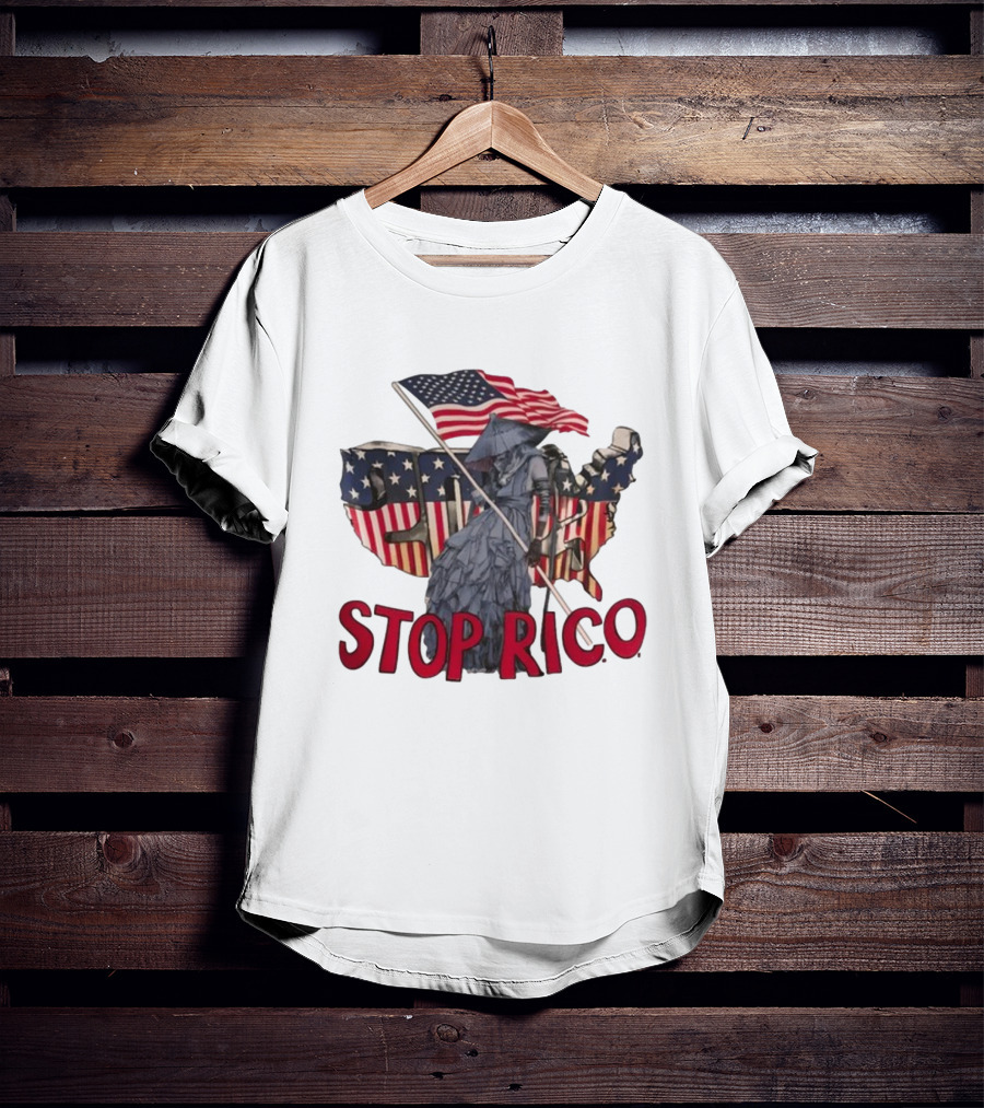 Champagnepapi Wearing Stop R.I.C.O Jeffery Deaver American Flag Map T-Shirt