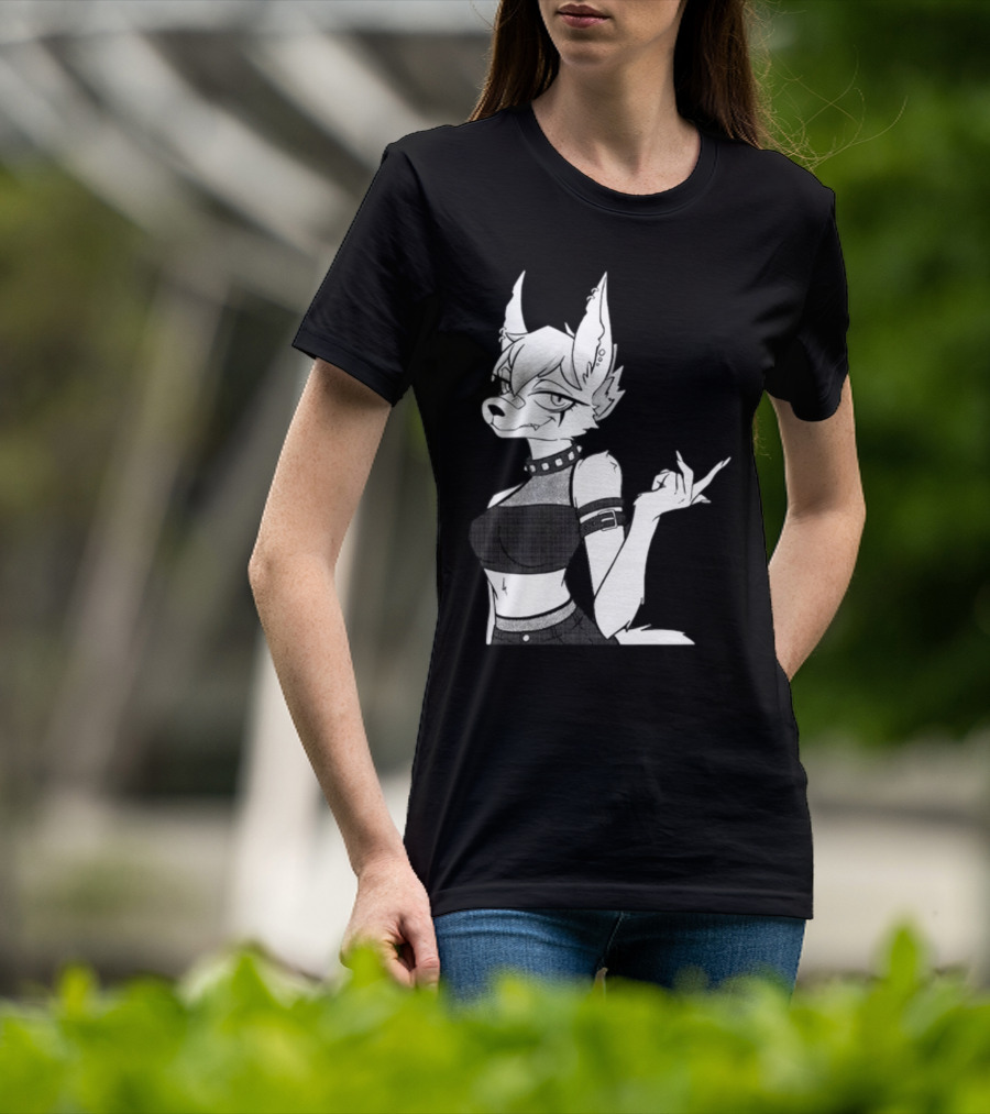 Punk Girl Jackal Attitude Aesthetic T-Shirt