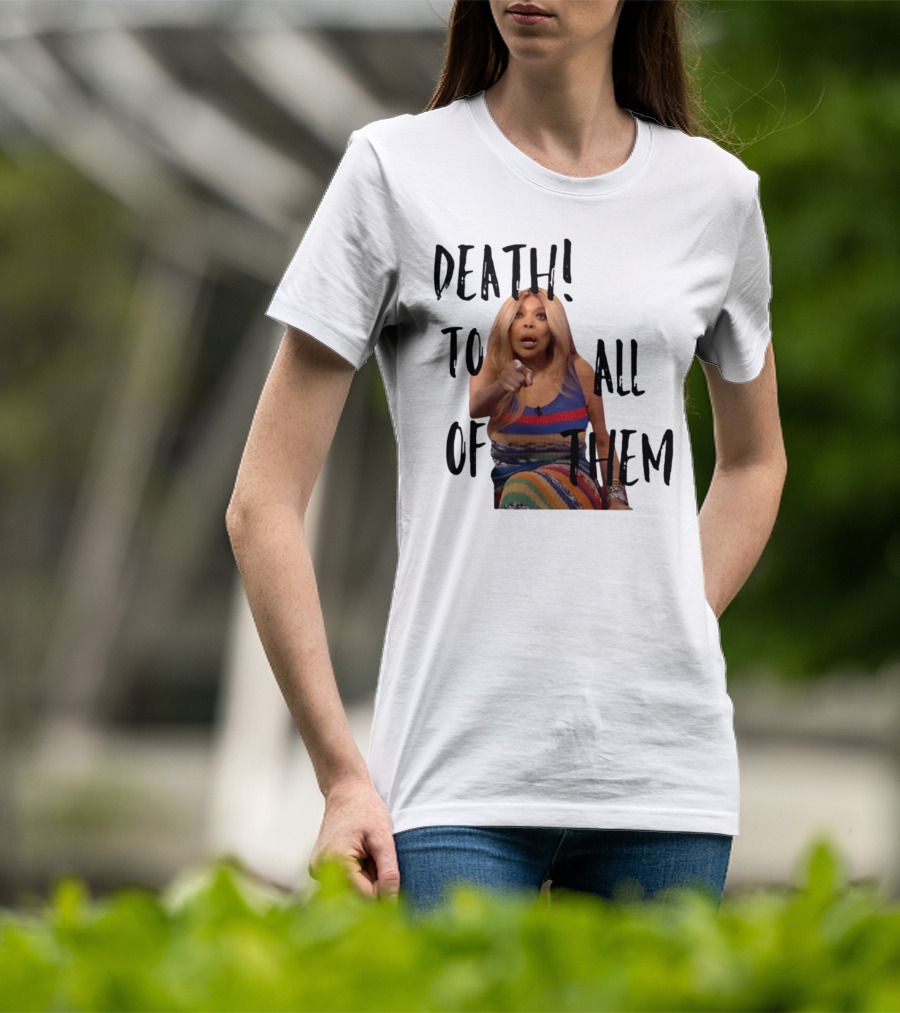 DEATH TO ALL OF THEM Pointing Woman In Colorful Dress T-Shirt