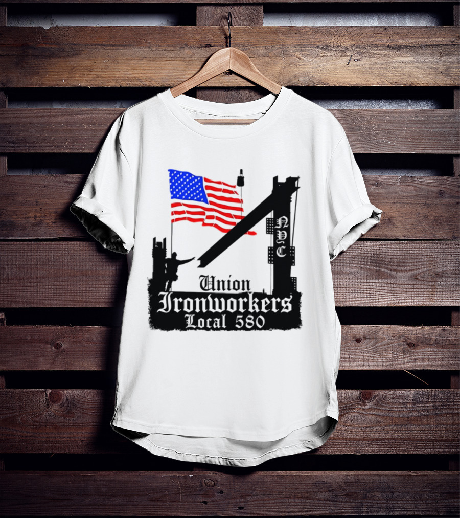 Union Ironworkers Local 580 NYC American Flag T-Shirt