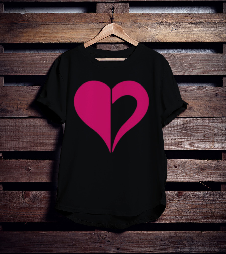 Hero Of Heart Symbol Red Half Heart Shape T-Shirt