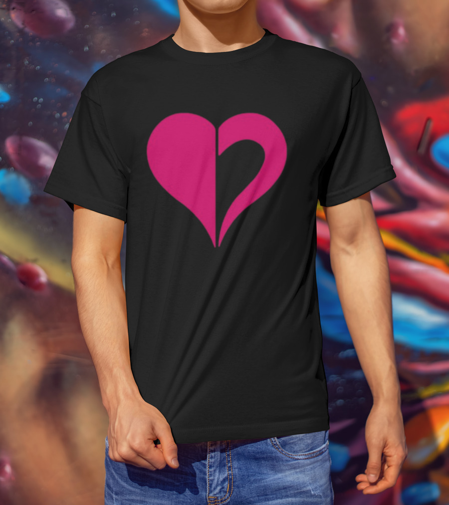 Hero Of Heart Symbol Red Half Heart Shape T-Shirt