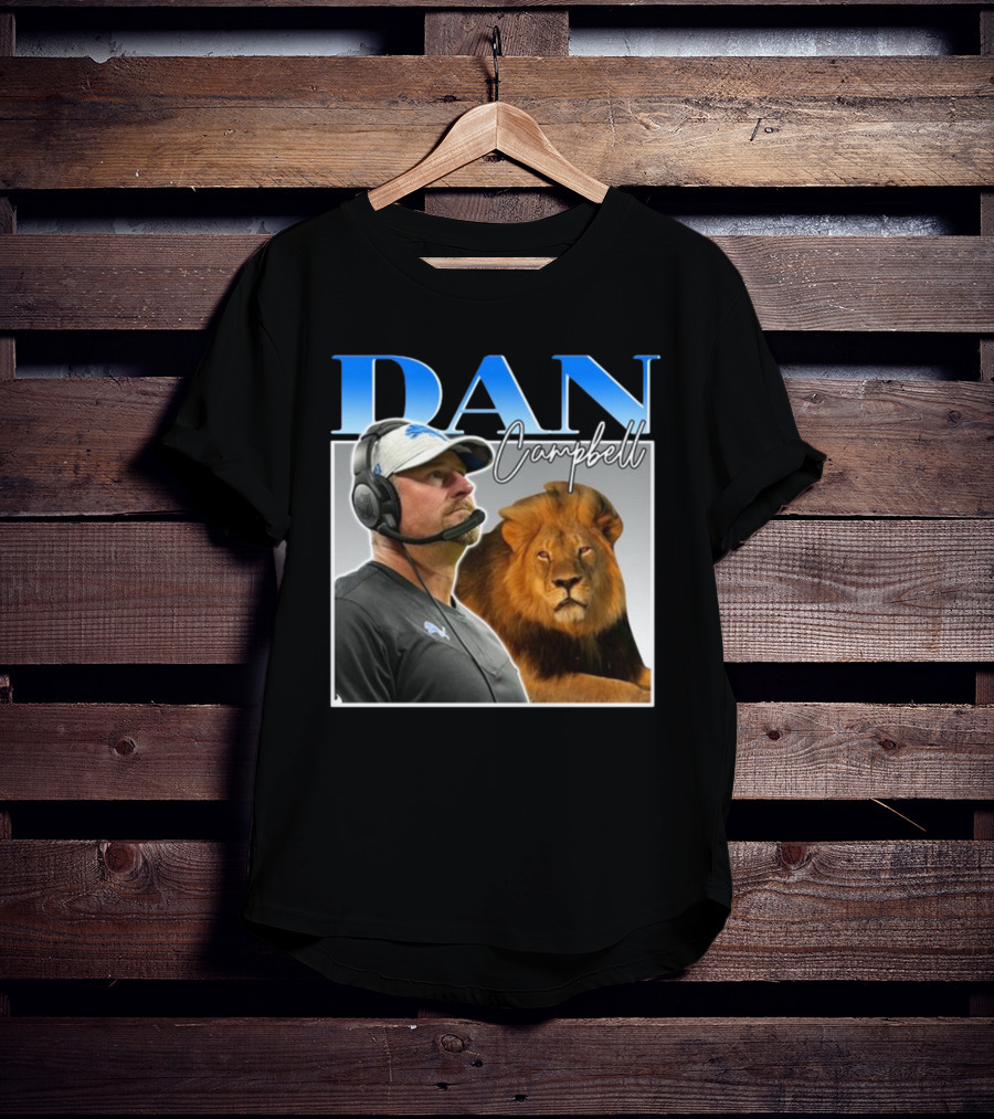 Dan Campbell Detroit Lions Coach With Lion Vintage T-Shirt