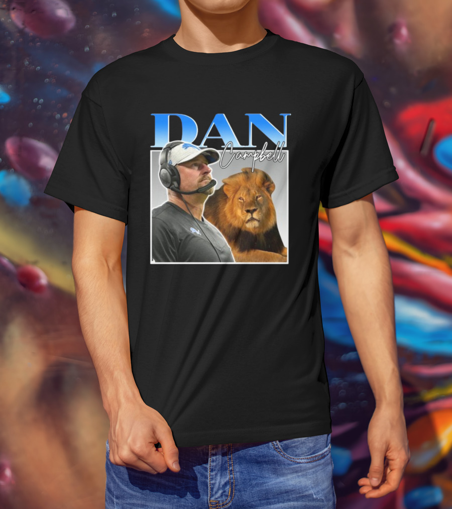 Dan Campbell Detroit Lions Coach With Lion Vintage T-Shirt