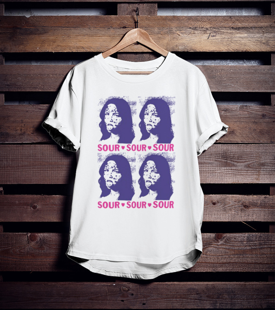 Olivia Rodrigo Sour Grid Purple Silhouette Portrait Hearts T-Shirt