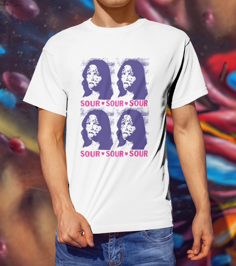 Olivia Rodrigo Sour Grid Purple Silhouette Portrait Hearts T-Shirt