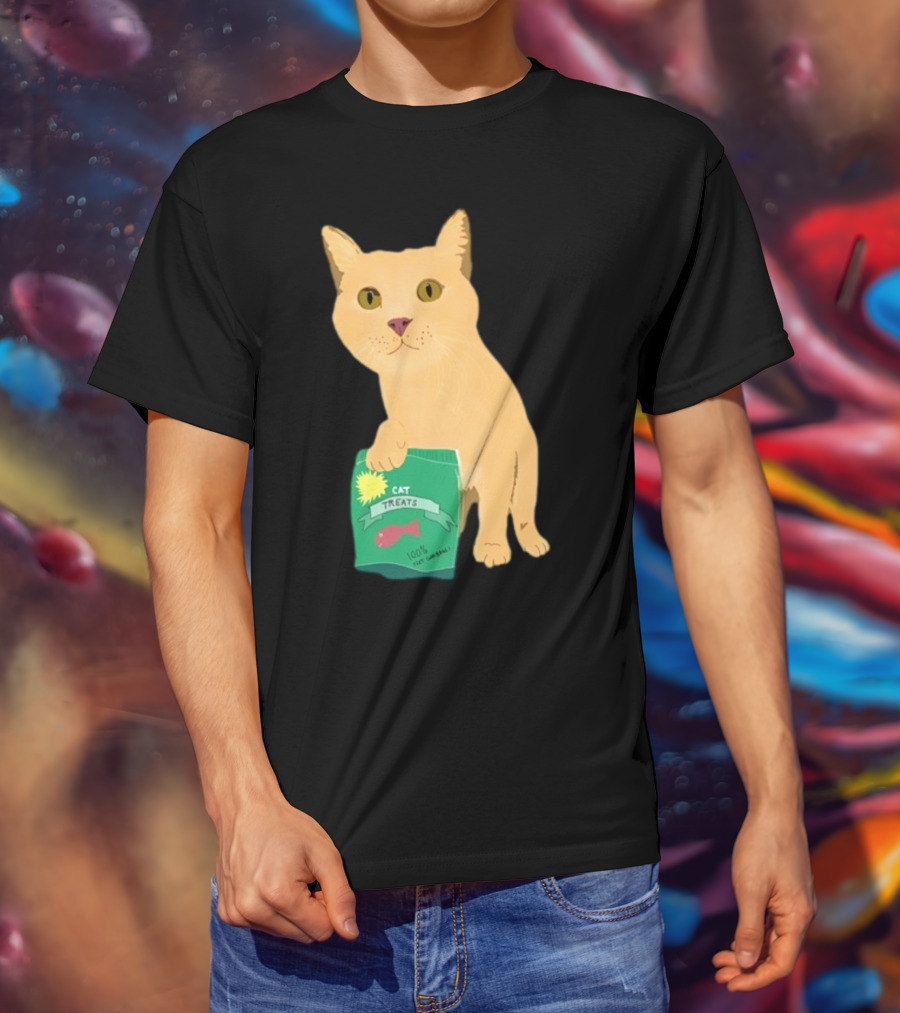 KatRose Cat Treats 100% Fish Formula Cat Holding Green Package T-Shirt