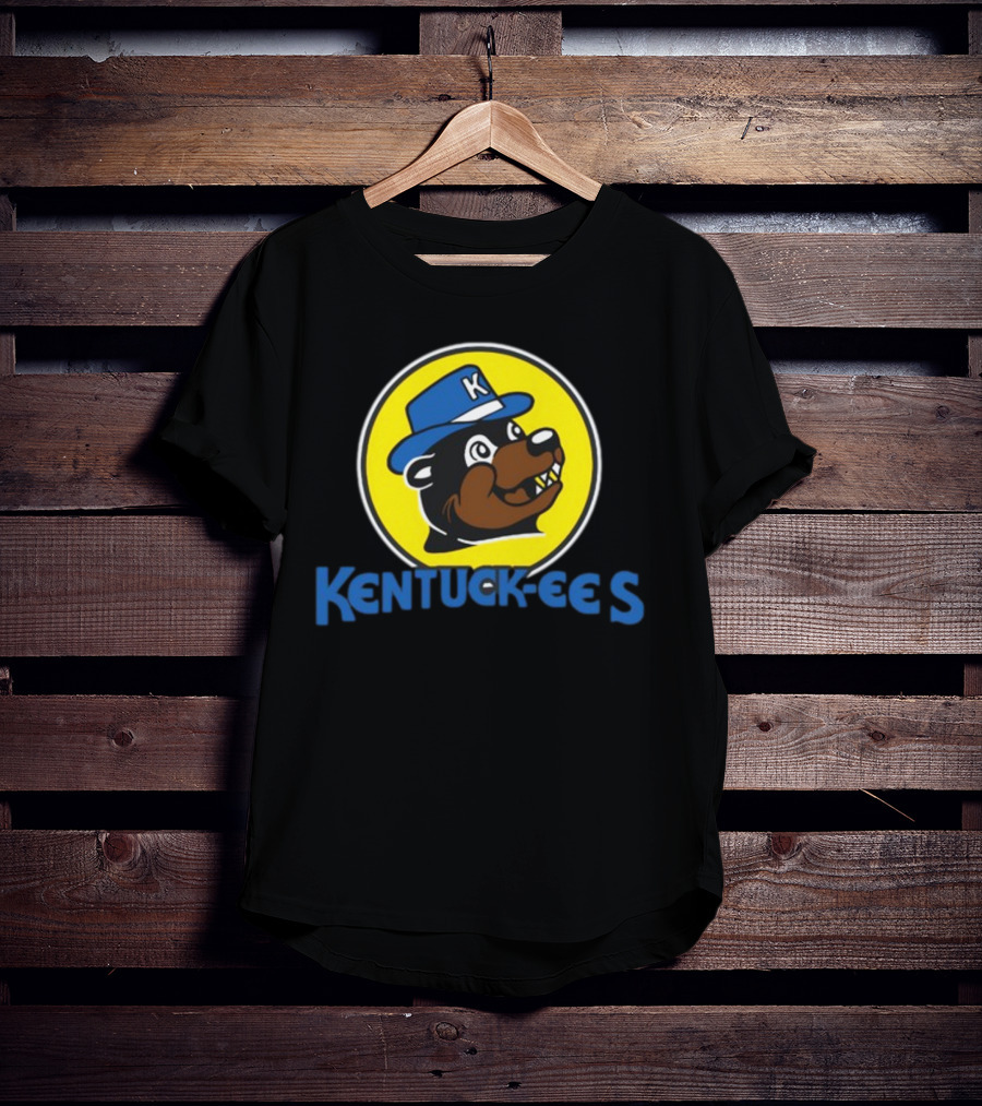 Kentuckee's Bear With Blue K Hat In Yellow Circle T-Shirt