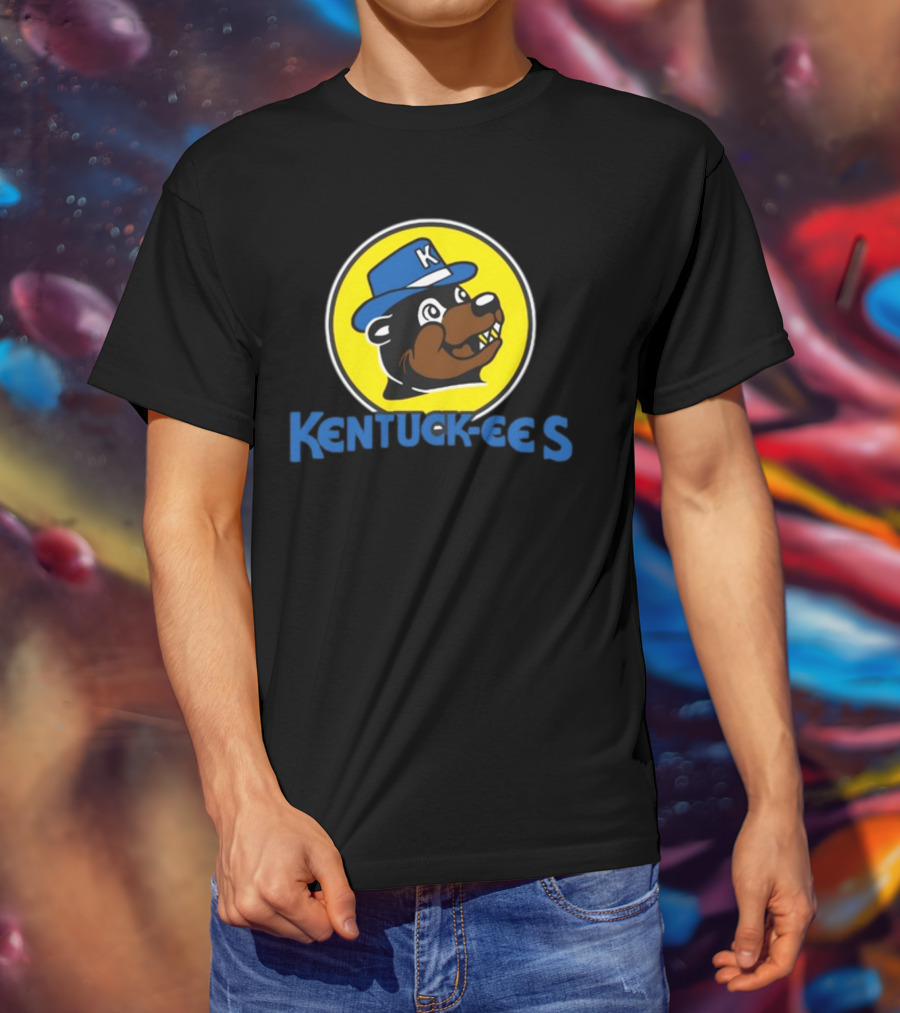 Kentuckee's Bear With Blue K Hat In Yellow Circle T-Shirt