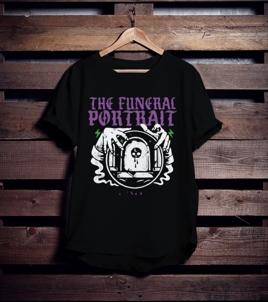 The Funeral Portrait Coffin Crew Grim Skull And Coffin Hands T-Shirt