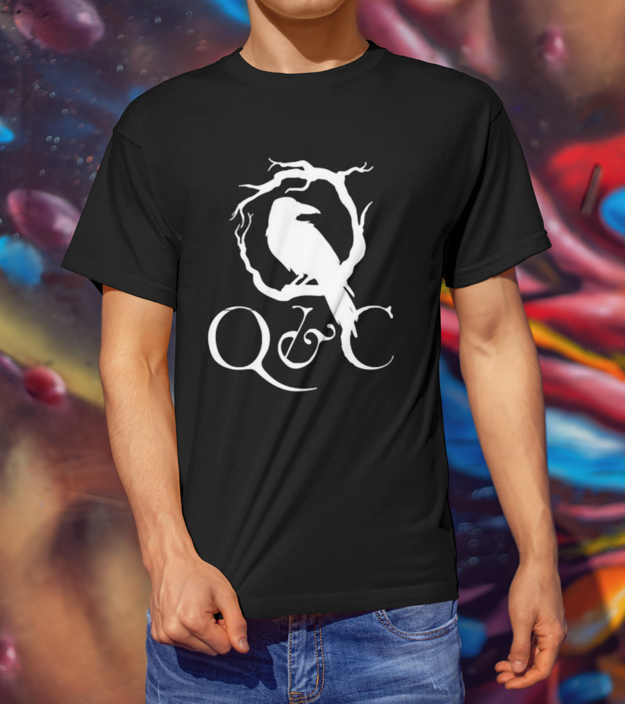 Q&C Heavyweight Bird Silhouette In Tree Branch Circle T-Shirt