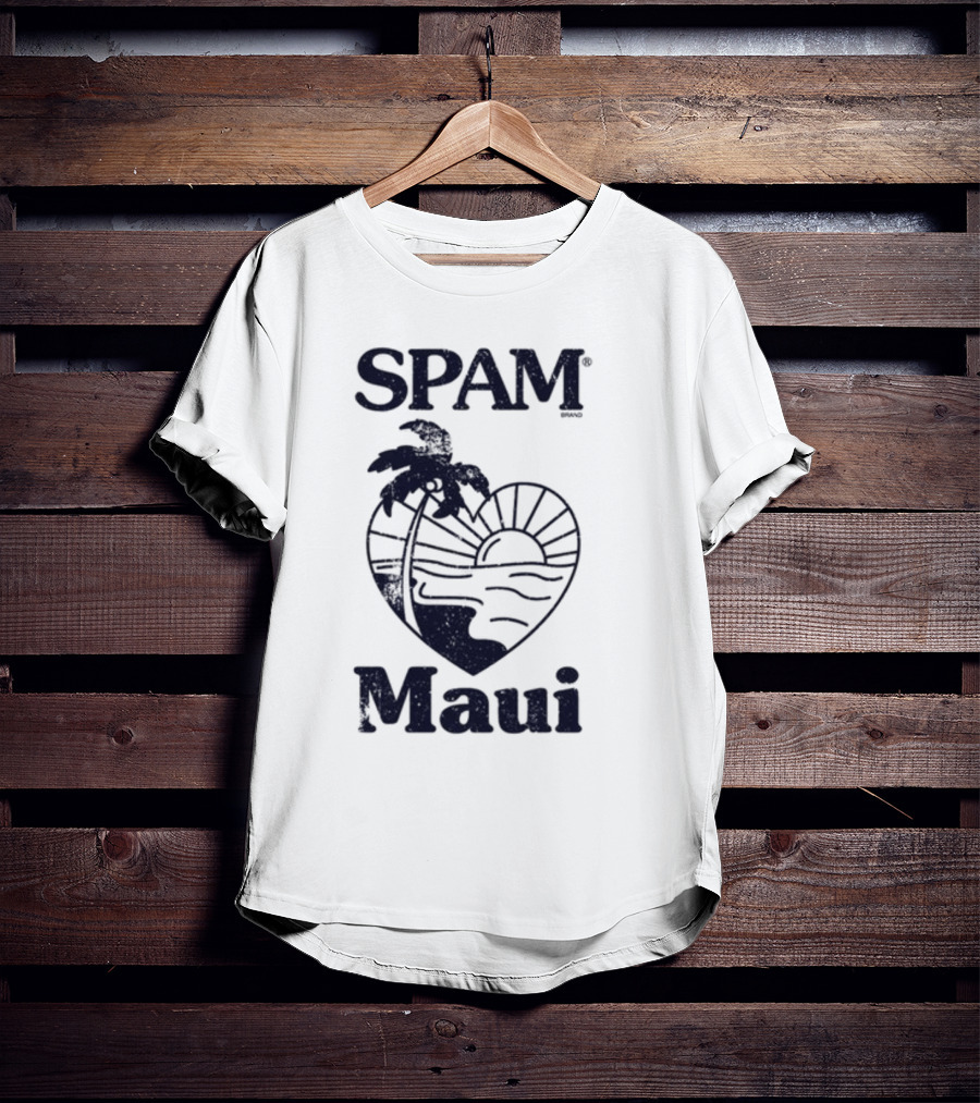 SPAM Maui Sunset Heart Palm Tree T-Shirt